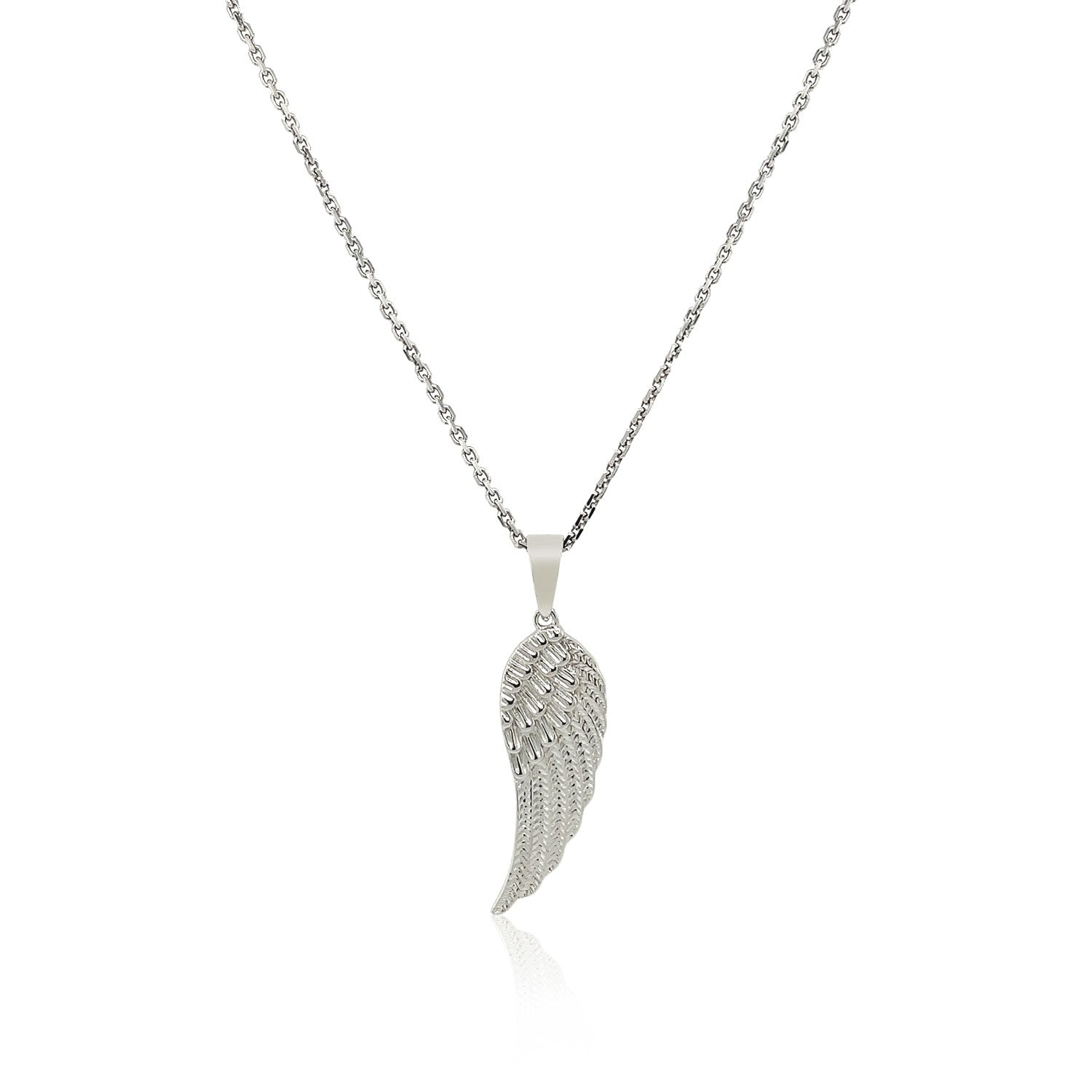 Sterling Silver With Large Textured Angel Wing Pendant