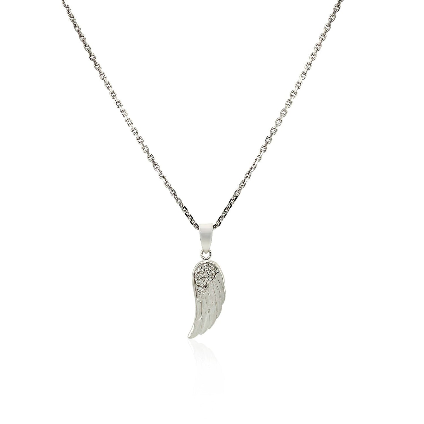 Sterling Silver With Textured Angel Wing Pendant