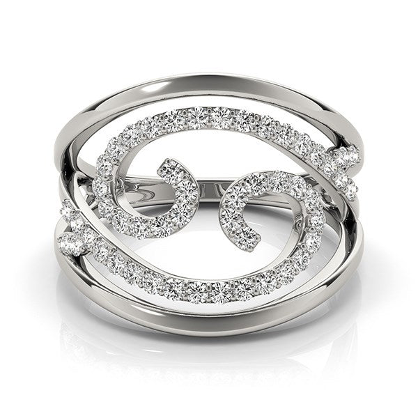 Swirl Design Diamond Ring In 14K White Gold (1/2 Cttw)