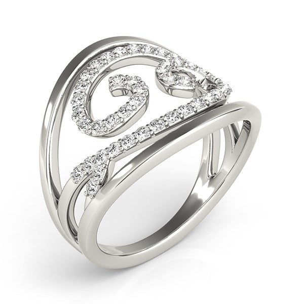 Swirl Design Diamond Ring In 14K White Gold (1/2 Cttw)