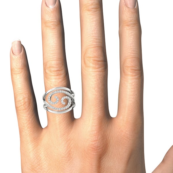 Swirl Design Diamond Ring In 14K White Gold (1/2 Cttw)