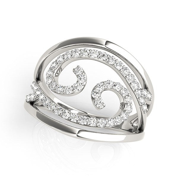 Swirl Design Diamond Ring In 14K White Gold (1/2 Cttw)