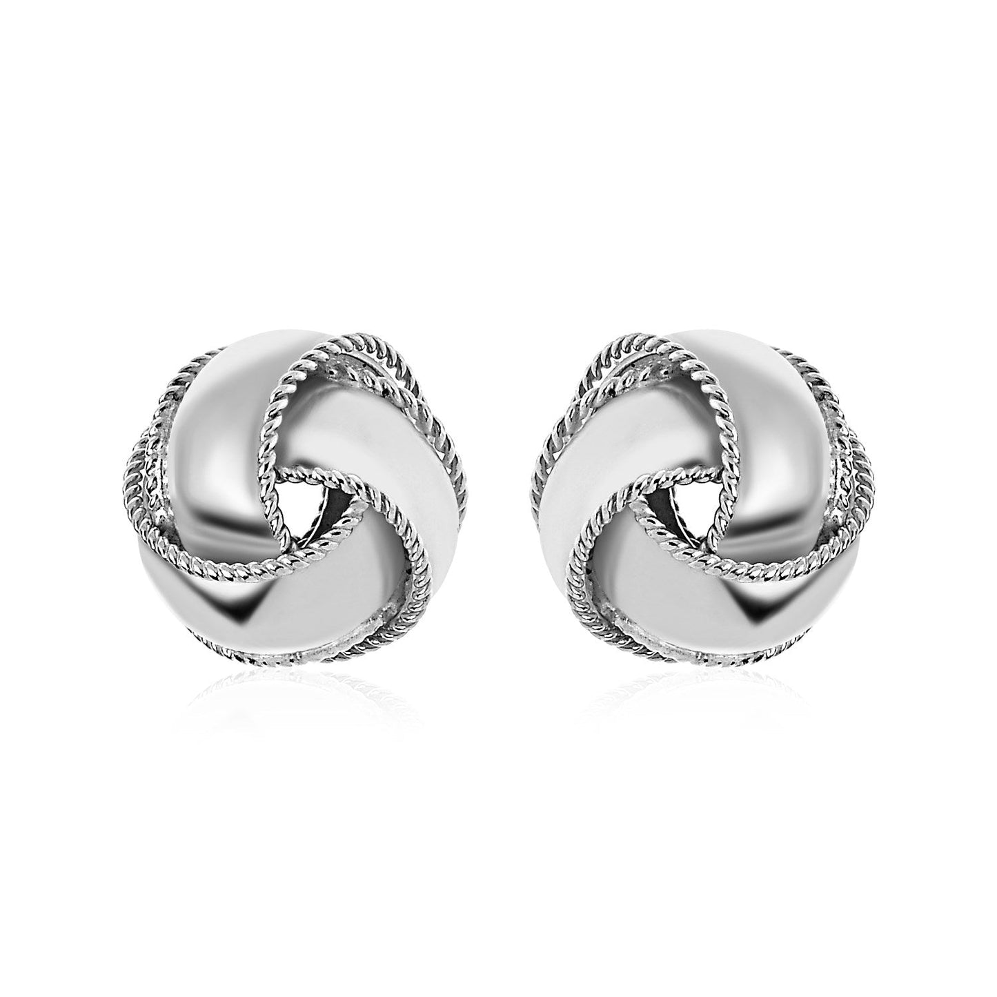 Textured And Polished Love Knot Earrings In Sterling Silver