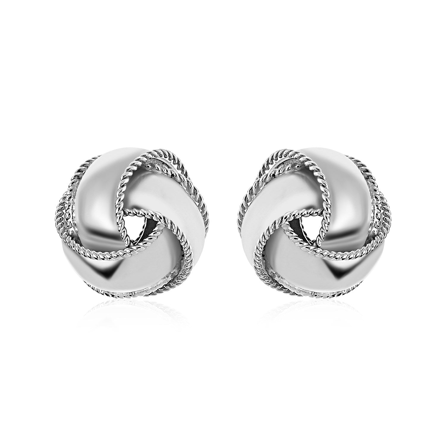 Textured And Polished Love Knot Earrings In Sterling Silver