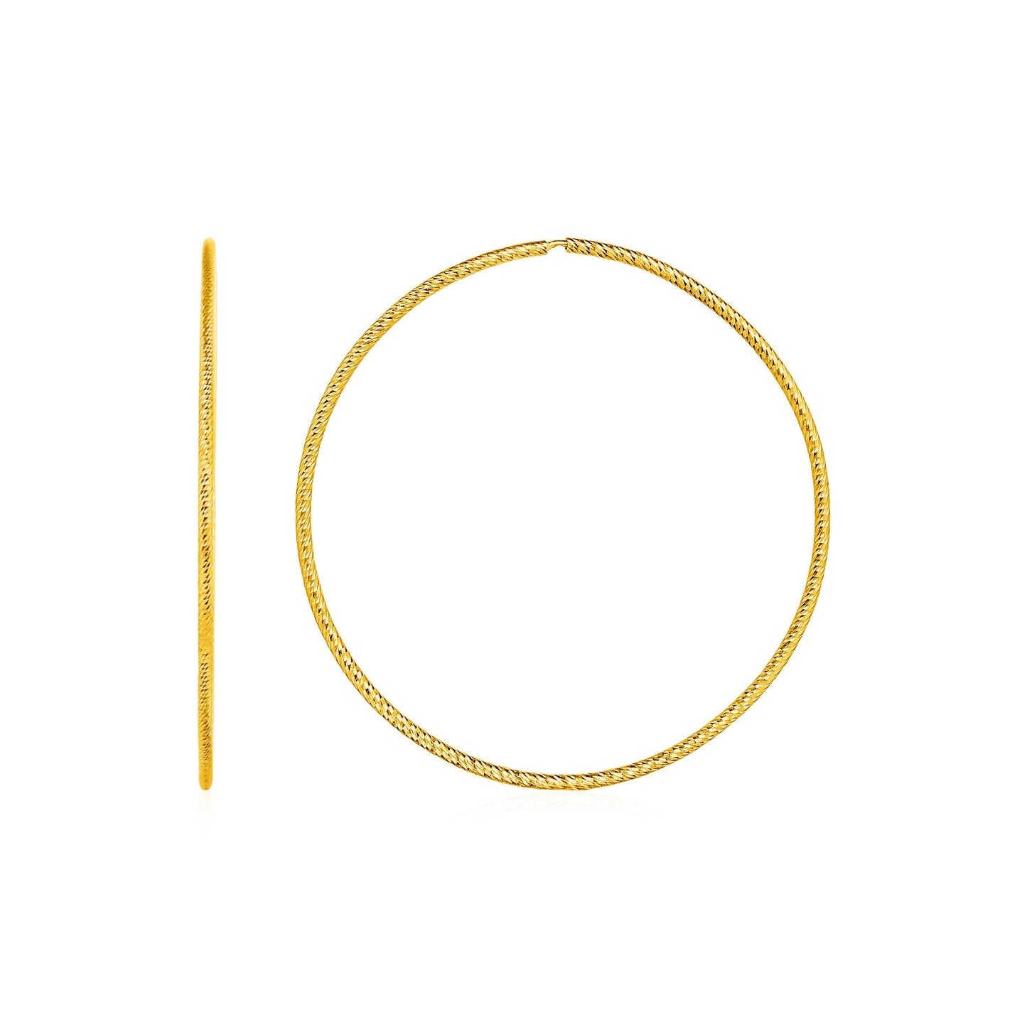 Textured Endless Hoop Earrings In 14K Yellow Gold