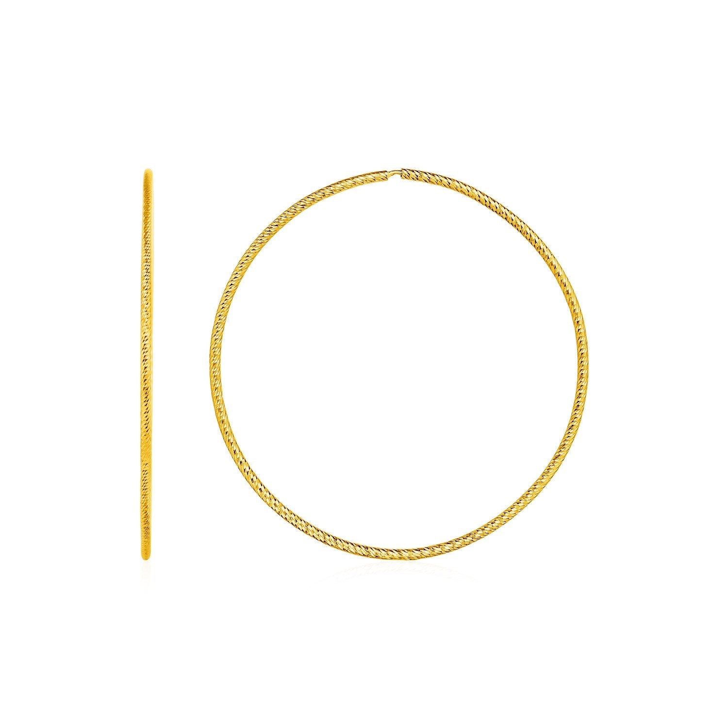 Textured Endless Hoop Earrings In 14K Yellow Gold