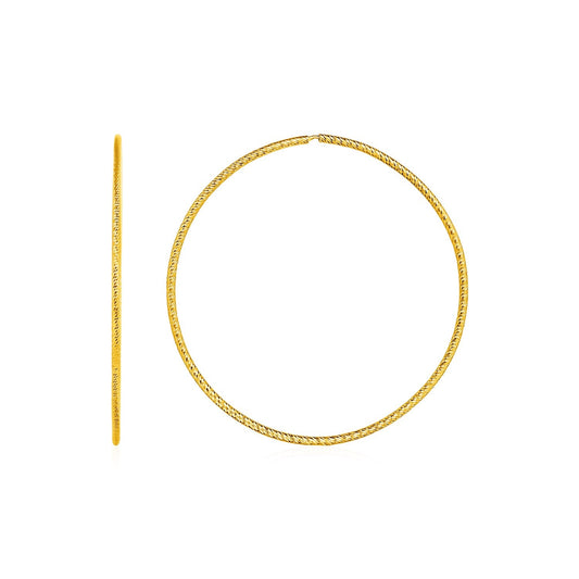 Textured Endless Hoop Earrings In 14K Yellow Gold
