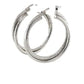 Sterling Silver Ridged Hoop Earrings with Textured Design