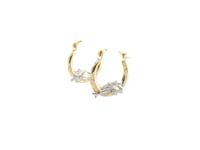 10k Two-Tone Gold Round Graduated Dolphin Design Hoop Earrings