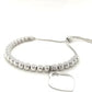 Adjustable Shiny Bead Bracelet with Heart Charm in Sterling Silver (1.30 mm)