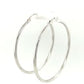 Sterling Silver Rhodium Plated Thin Large Polished Hoop Earrings (2x40mm)