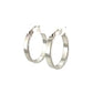 Sterling Silver Flat Style Oval Hoop Earrings with Rhodium Plating(4x14mm)