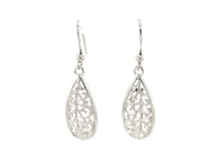 Sterling Silver Teardrop Filigree Style Drop Earrings