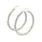 Sterling Silver Faceted Motif Large Hoop Earrings with Rhodium Plating(4x25mm)