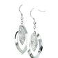Sterling Silver Dangling Earrings with Dual Open and Textured Marquis Shapes
