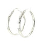 Sterling Silver Hammered Style Hoop Earrings with Rhodium Plating (4x30mm)