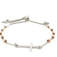 Sterling Silver White and Rose Finish Adjustable Bracelet with Cross (1.20 mm)